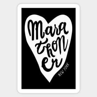 New York Marathoner Heart Handlettered Marathon Sticker